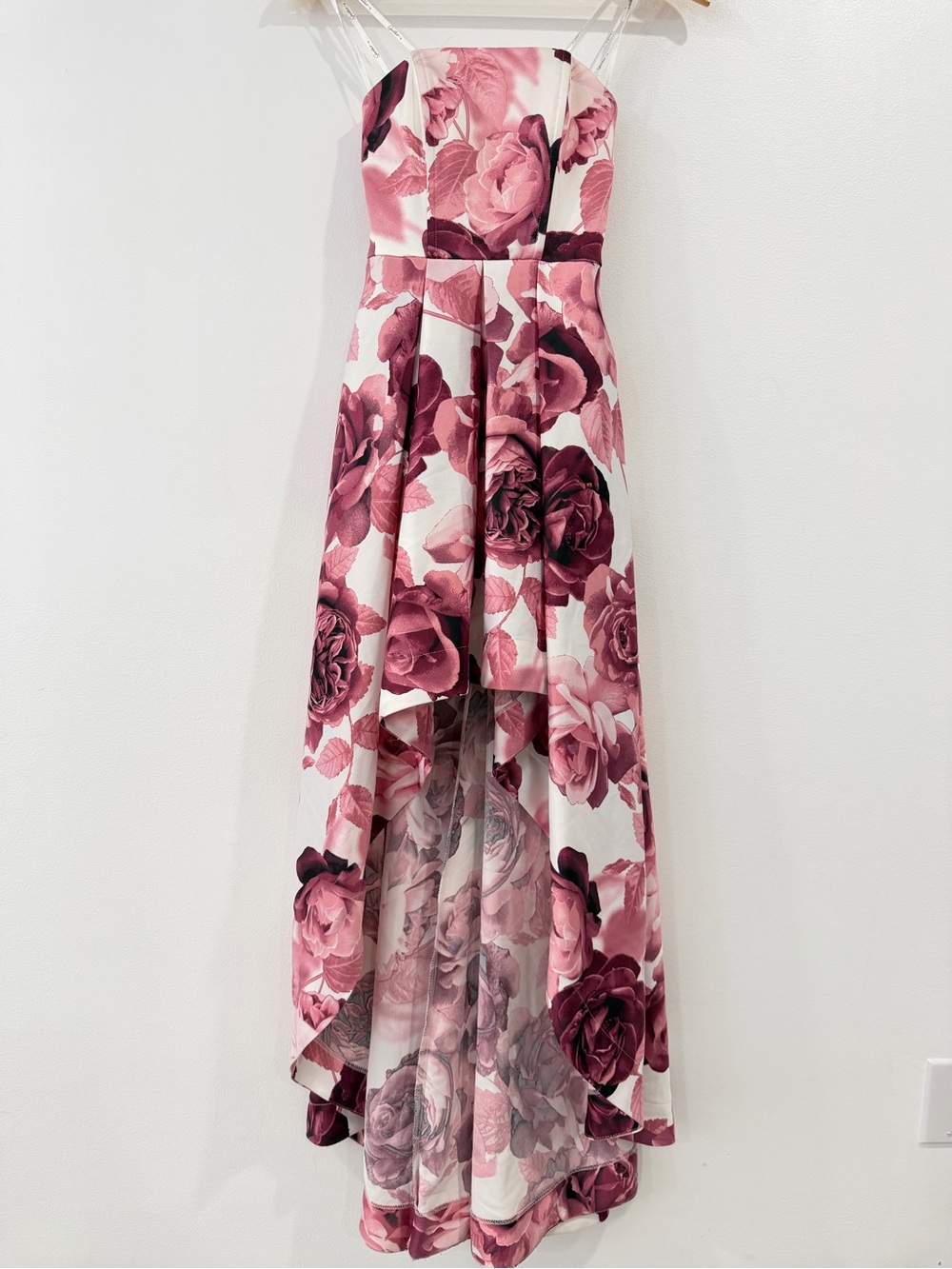 Speechless Floral High-Low Pink Rose Strapless Dress 0 - Picture 4 of 11